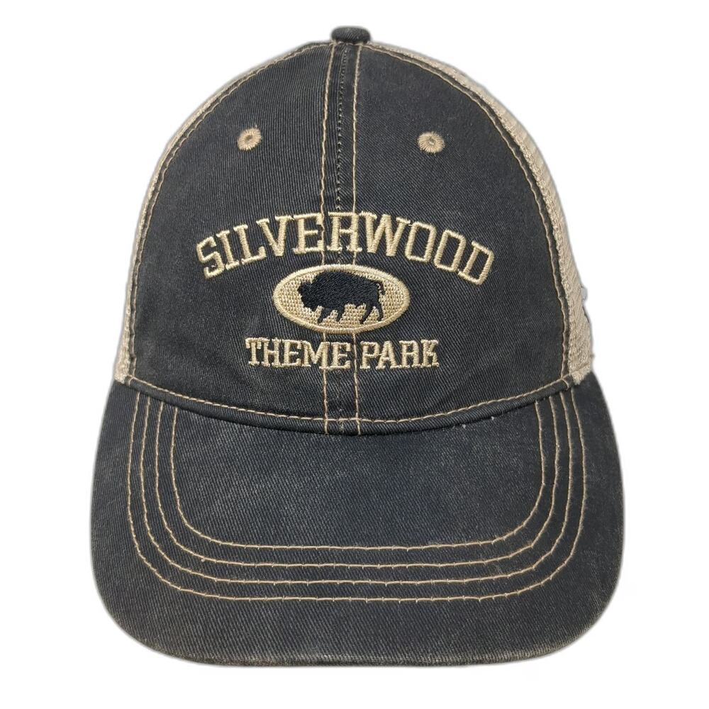 Triangle Silverwood Theme Park Buffalo Black Trucker Hat One Size Snapback Mesh